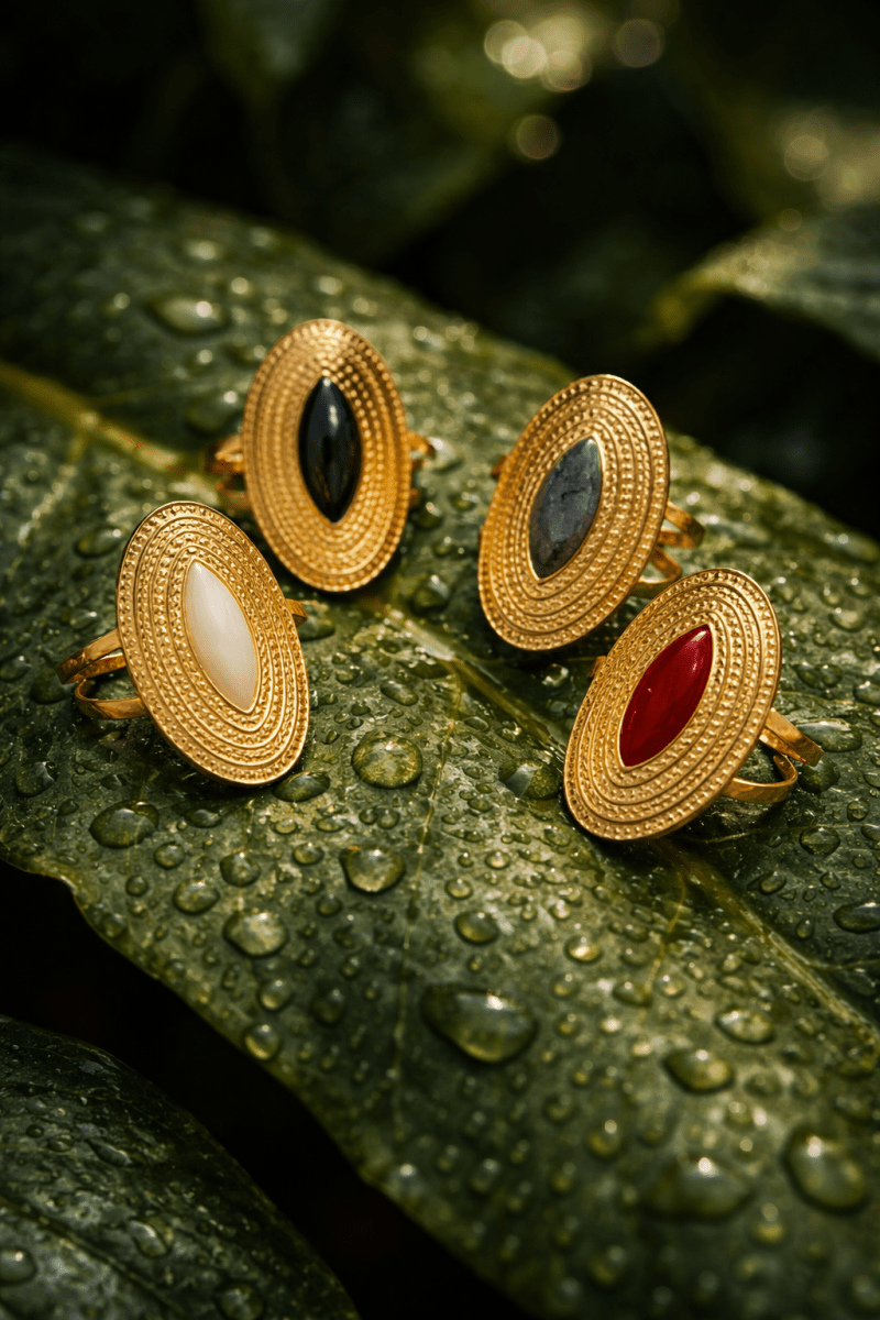 Grote Verstelbare RVS Ring Ovaal met Emaille - 28 mm - Aramat Jewels - Ringen - cadeautip