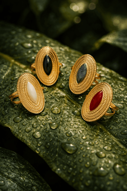 Grote Verstelbare RVS Ring Ovaal met Emaille - 28 mm - Aramat Jewels - Ringen - cadeautip