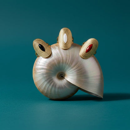 Grote Verstelbare RVS Ring Ovaal met Emaille - 28 mm - Aramat Jewels - Ringen - cadeautip