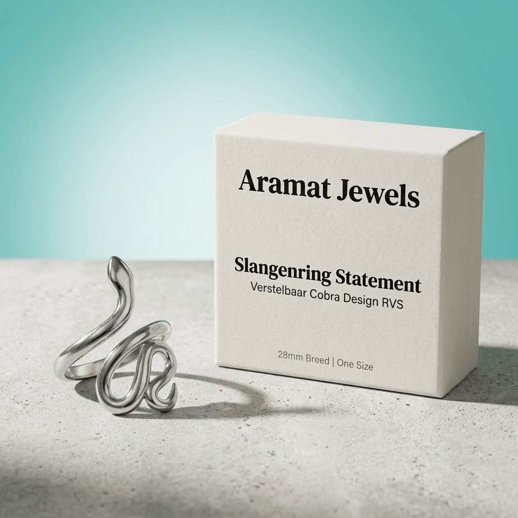 Grote Verstelbare Slangenring van RVS - 28mm Statement Ring - Aramat Jewels - Ringen - cadeautip