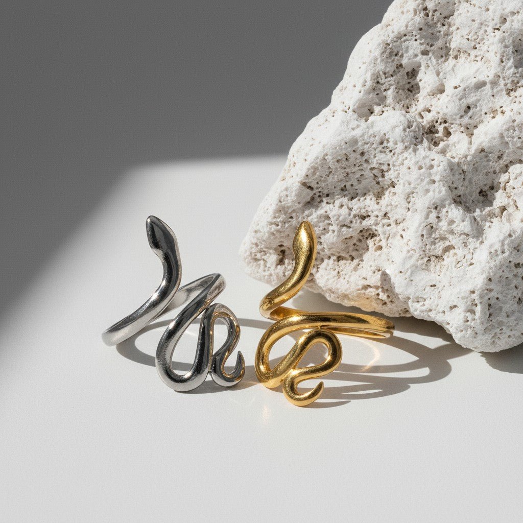 Grote Verstelbare Slangenring van RVS - 28mm Statement Ring - Aramat Jewels - Ringen - cadeautip