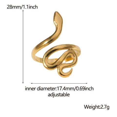 Grote Verstelbare Slangenring van RVS - 28mm Statement Ring - Aramat Jewels - Ringen - cadeautip