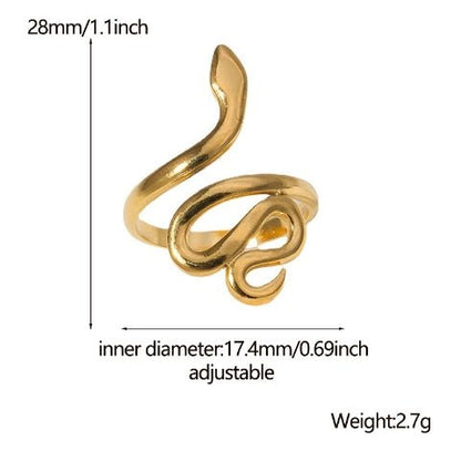 Grote Verstelbare Slangenring van RVS - 28mm Statement Ring - Aramat Jewels - Ringen - cadeautip