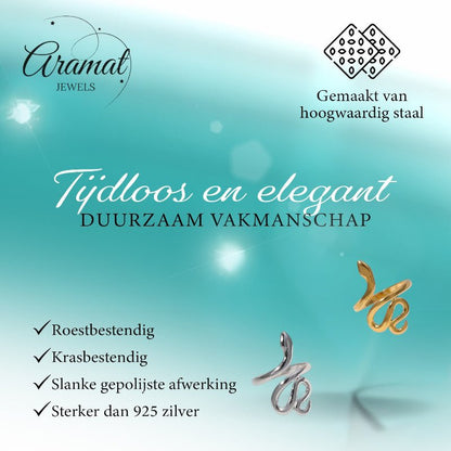 Grote Verstelbare Slangenring van RVS - 28mm Statement Ring - Aramat Jewels - Ringen - cadeautip