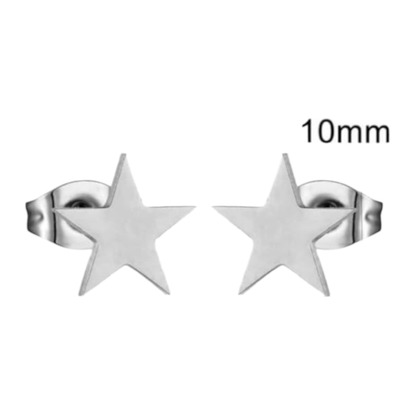Grote zilverkleurige ster oorstekers – 10mm - Aramat Jewels - Oorbellen - cadeautip