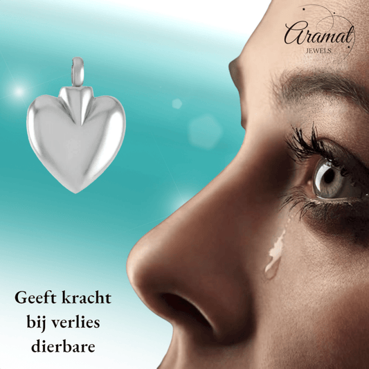 Hartvormig as sieraad van staal – gedenksieraad - Aramat Jewels - Gedenkhangers - cadeautip
