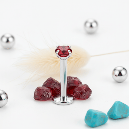 Helix Piercing Zilverkleur Rode Zirkonia 6mm 3mm - Aramat Jewels - Piercings - cadeautip