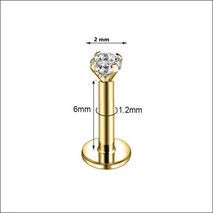 Helix Tragus Piercing Goudkleur Zirkonia 6mm 1.2mm - Aramat Jewels - Piercings - cadeautip