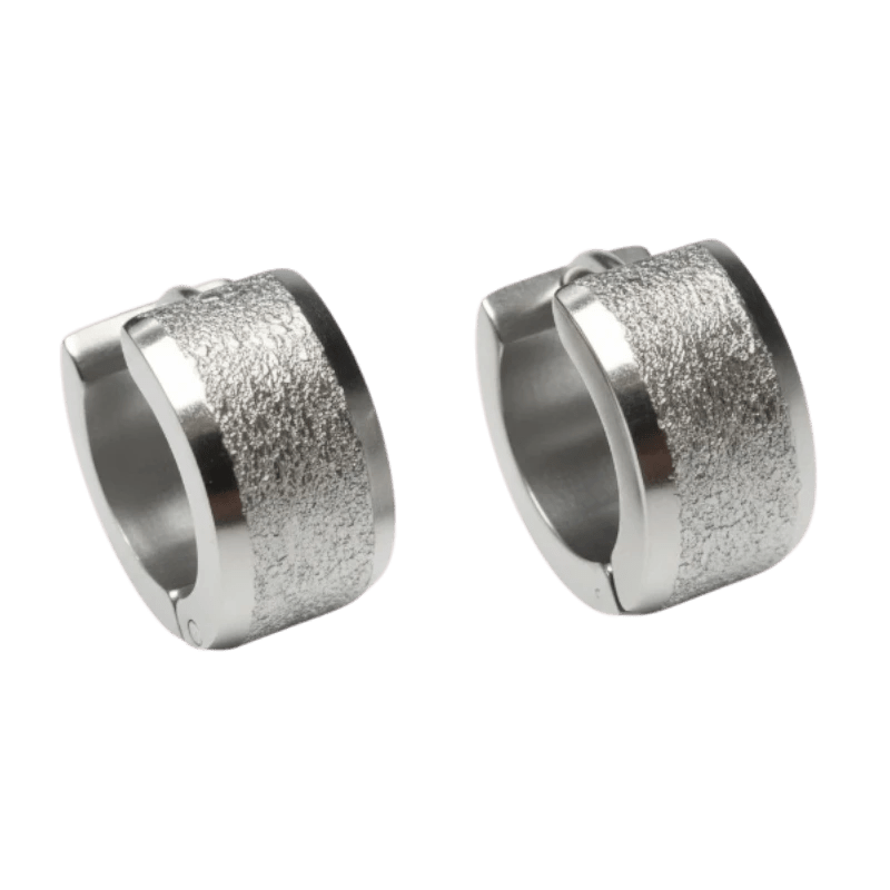 Huggies – RVS Sandblasted Zilverkleur (13mm) - Aramat Jewels - Oorringen - cadeautip
