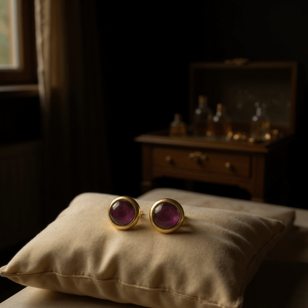 Kattenoog Oorbellen 8mm – Paars Goudkleurig - Aramat Jewels - Oorbellen - cadeautip