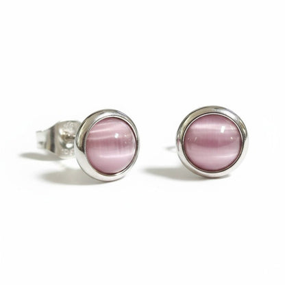 Kattenoog Oorbellen 8mm – Roze - Aramat Jewels - Oorbellen - cadeautip