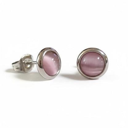 Kattenoog Oorbellen 8mm – Roze - Aramat Jewels - Oorbellen - cadeautip