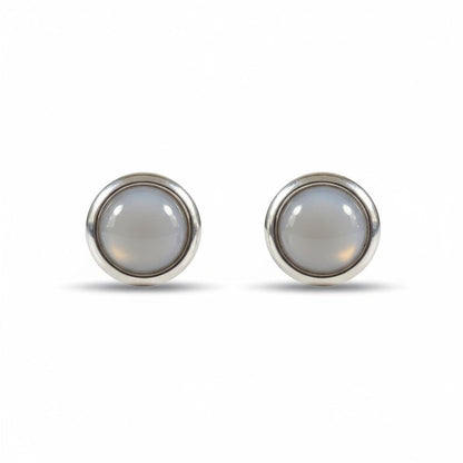 Kattenoog Oorbellen 8mm – Wit - Aramat Jewels - Oorbellen - cadeautip