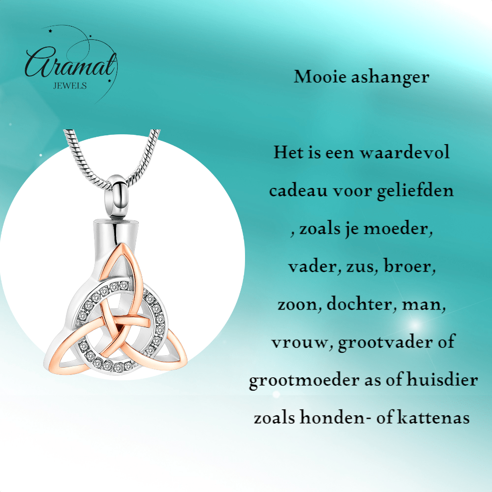 Keltische as - hanger staal triquetra met kristal - Aramat Jewels - Gedenkhangers - cadeautip