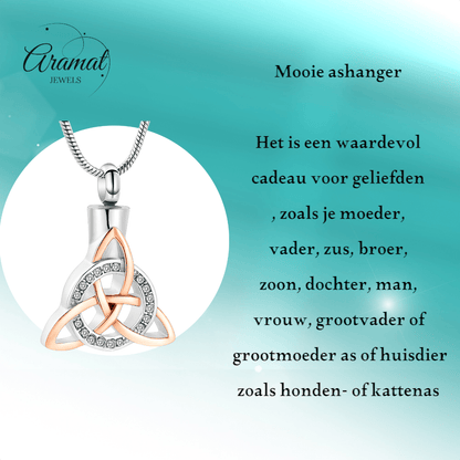 Keltische as - hanger staal triquetra met kristal - Aramat Jewels - Gedenkhangers - cadeautip