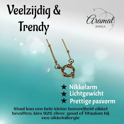Ketting – Staal Bedelketting Bolletjes Schakel Goudkleurig (2mm) - Aramat Jewels - Bedelketting - cadeautip