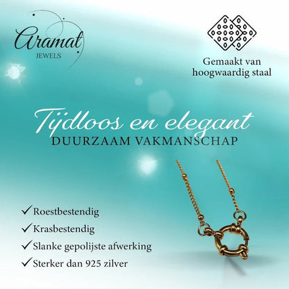 Ketting – Staal Bedelketting Bolletjes Schakel Goudkleurig (2mm) - Aramat Jewels - Bedelketting - cadeautip