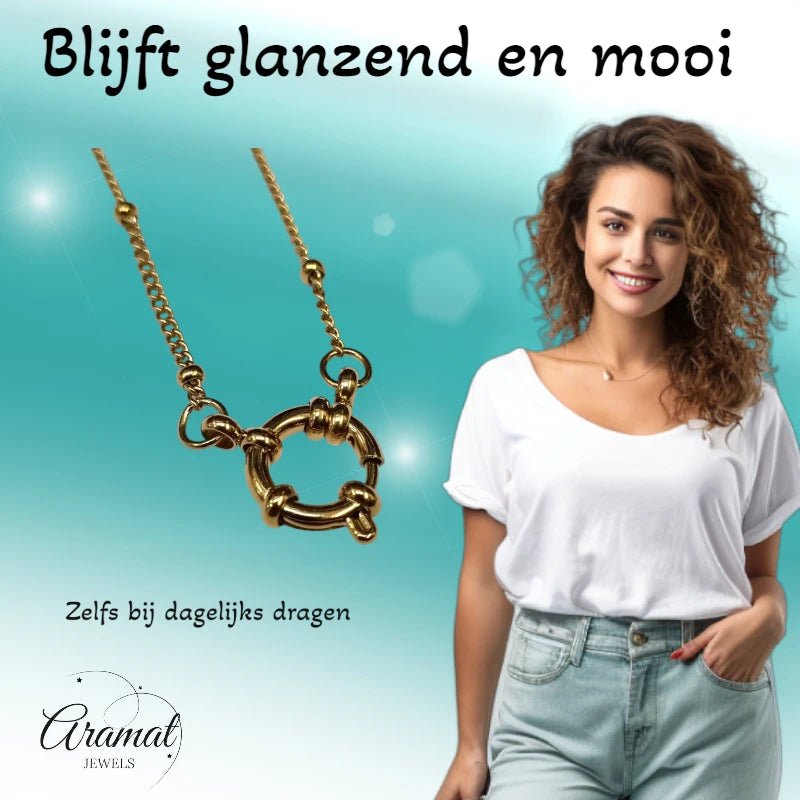 Ketting – Staal Bedelketting Bolletjes Schakel Goudkleurig (2mm) - Aramat Jewels - Bedelketting - cadeautip