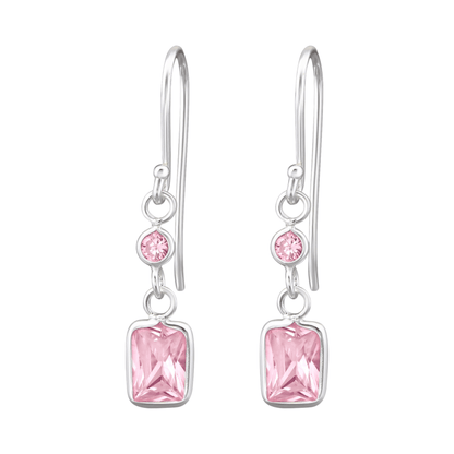 Kinder Oorhangers Roze Zirkonia - 925 Zilver - oor2465 - 27701 - Oorhangers kopen# - 25mm - 925 Zilver - alles