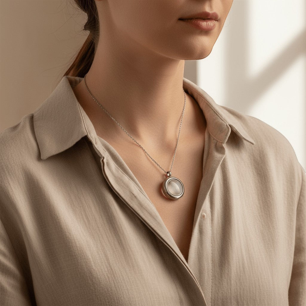 Kleine Ronde Ashanger RVS 15mm - Aramat Jewels - Gedenkhangers - cadeautip