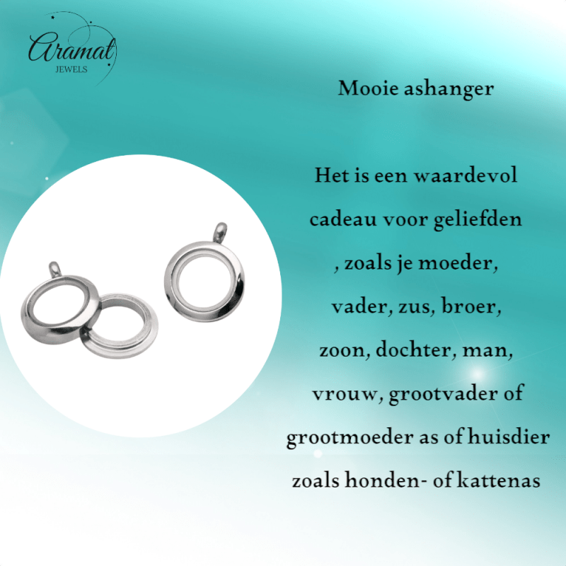 Kleine Ronde Ashanger RVS 15mm - hang1466 - Gedenkhangers kopen# - 15mm - alles - ashangers
