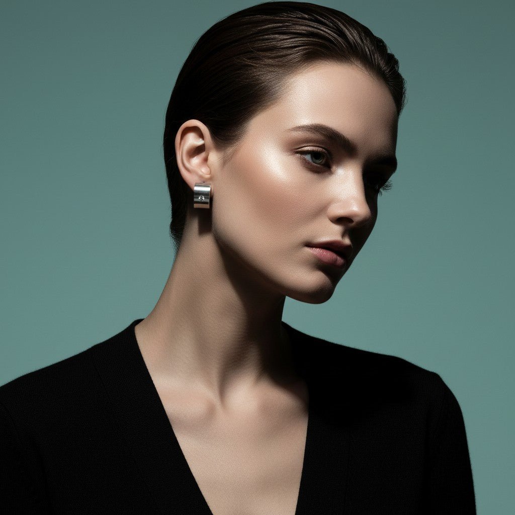 Kleine RVS Oorringen met Zirkonia Accent Zilverkleur 13mm - Aramat Jewels - Oorringen - cadeautip