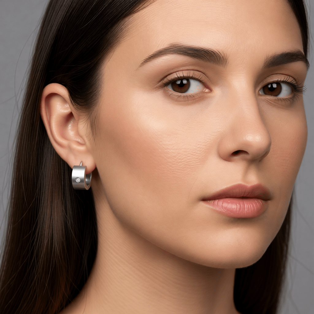 Kleine RVS Oorringen met Zirkonia Accent Zilverkleur 13mm - Aramat Jewels - Oorringen - cadeautip