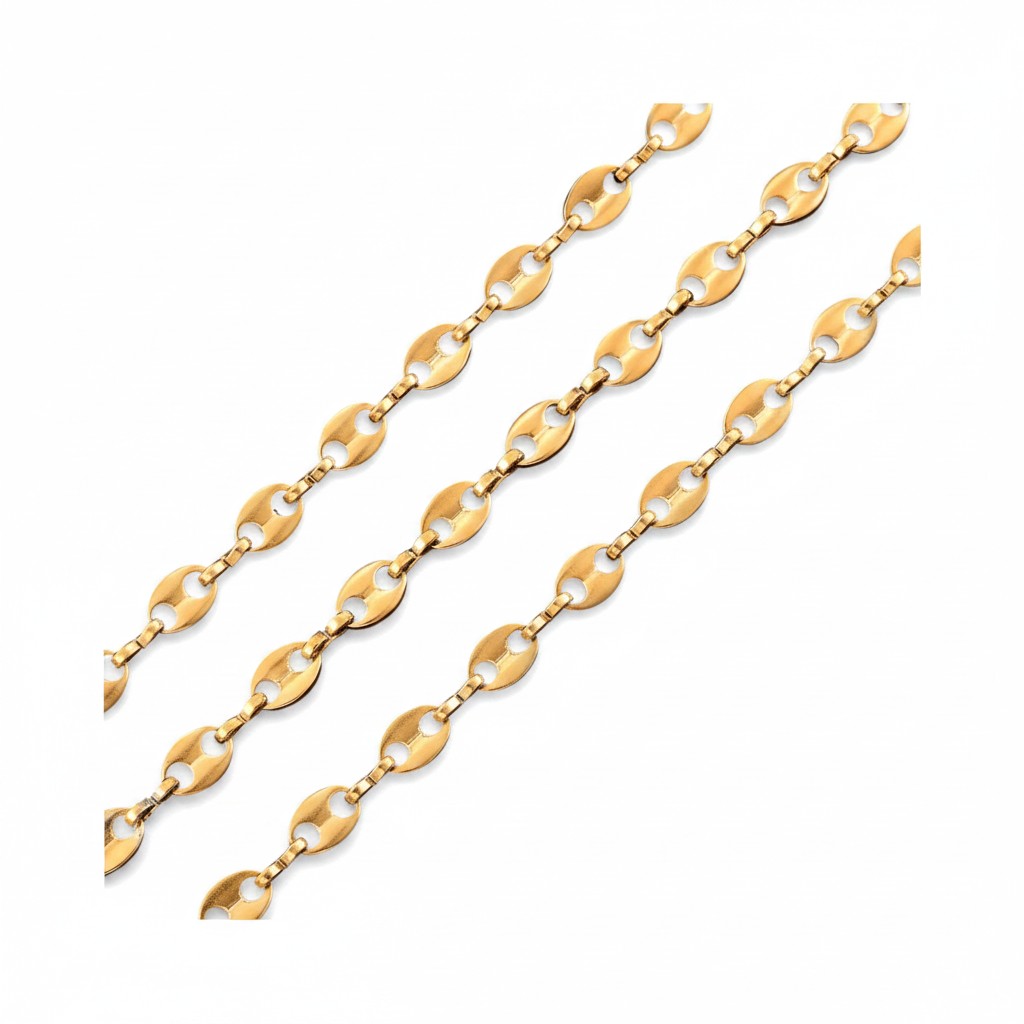Goudkleurige Stalen Koffieboon Ketting – Unisex Schakelketting 5,2mm (60cm)