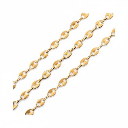 Goudkleurige Stalen Koffieboon Ketting – Unisex Schakelketting 5,2mm (60cm)