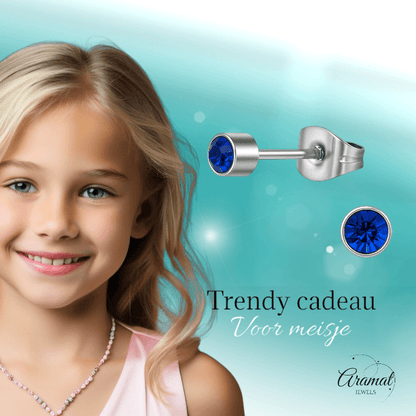 Koningsblauw kristal oorstekers – 4mm zilver - Aramat Jewels - Oorbellen - cadeautip