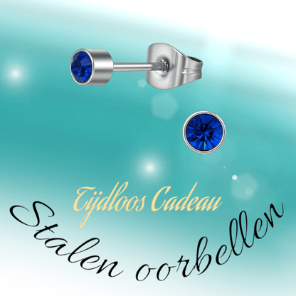 Koningsblauw kristal oorstekers – 4mm zilver - Aramat Jewels - Oorbellen - cadeautip