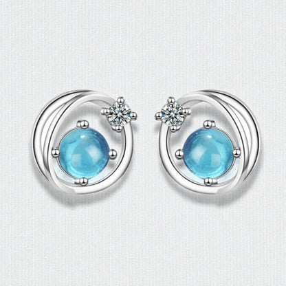 Kristal oorbellen zilver planeet - Aramat Jewels - Oorbellen - cadeautip