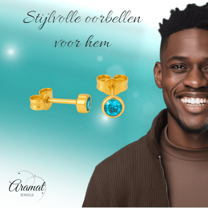 Kristallen Oorknopjes Aqua Blauw - 4mm - oor6164 - Oorbellen kopen# - 4mm - alles - Aqua Blauw