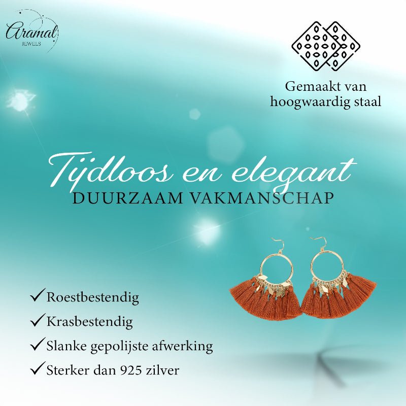 kwastjes Oorhangers met Ruitvormige Bedeltjes - Aramat Jewels - Oorhangers - cadeautip
