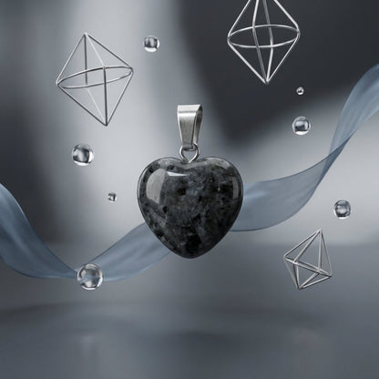 Labradoriet Hartjes Hanger natuursteen - Aramat Jewels - Hangers - cadeautip