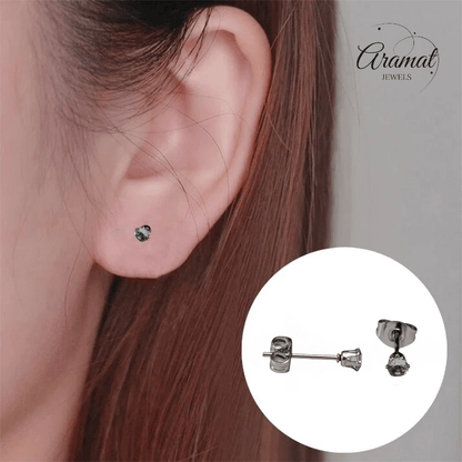 Lichtblauwe Zirkonia Oorbellen – 3mm – RVS - Aramat Jewels - Oorbellen - cadeautip
