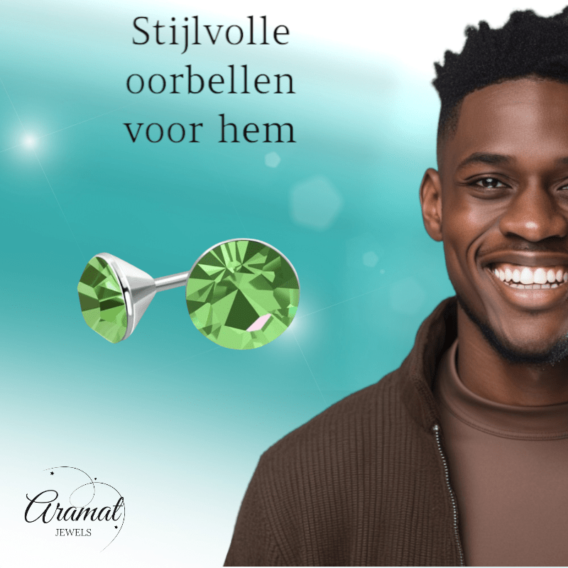 Lichtgroene Mini Oorknopjes – 3mm – RVS - Aramat Jewels - Oorbellen - cadeautip