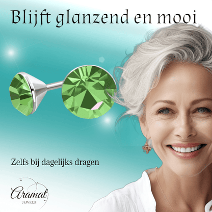Lichtgroene Mini Oorknopjes – 3mm – RVS - Aramat Jewels - Oorbellen - cadeautip