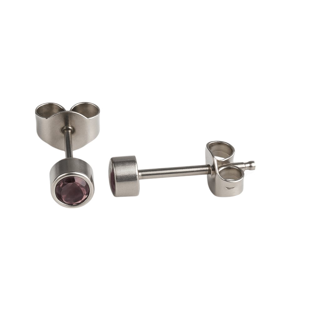 Lila kristal oorstekers – 4mm zilver RVS - Aramat Jewels - Oorbellen - cadeautip