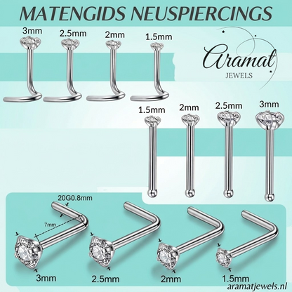 Stalen Neuspiercing Zilverkleurig Bolletje – 2mm S-staafje