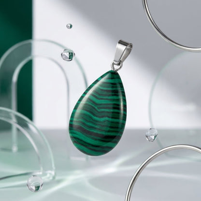 Malachiet Druppelvormige Hanger natuursteen - Aramat Jewels - Hangers - cadeautip
