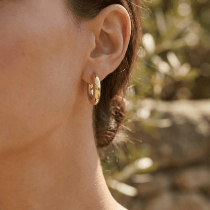 Massieve Halve Oorringen Glad RVS 25x8mm - Aramat Jewels - RVS Sieraden - Oorbellen - cadeautip