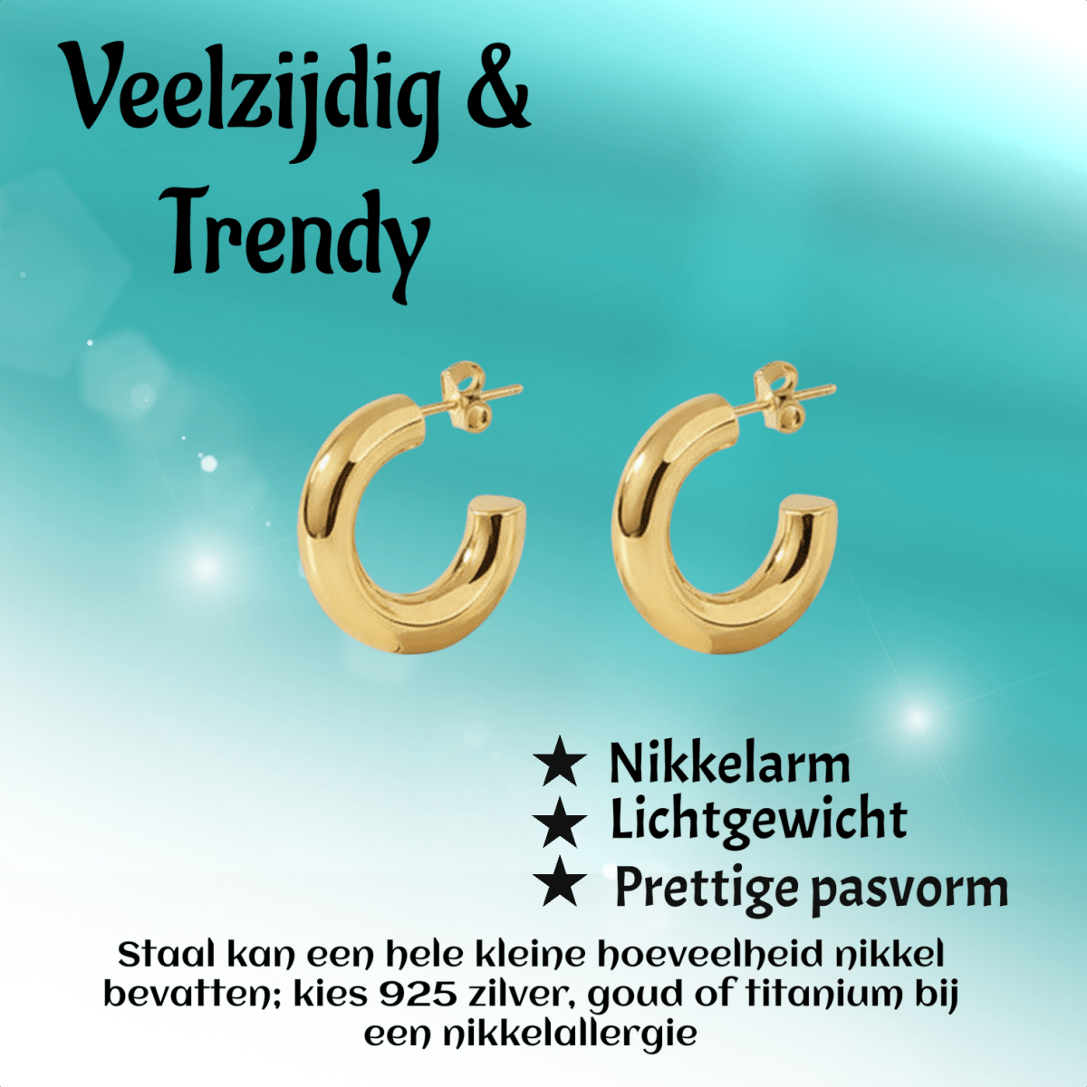 Massieve Halve Oorringen Glad RVS 25x8mm - Aramat Jewels - RVS Sieraden - Oorbellen - cadeautip