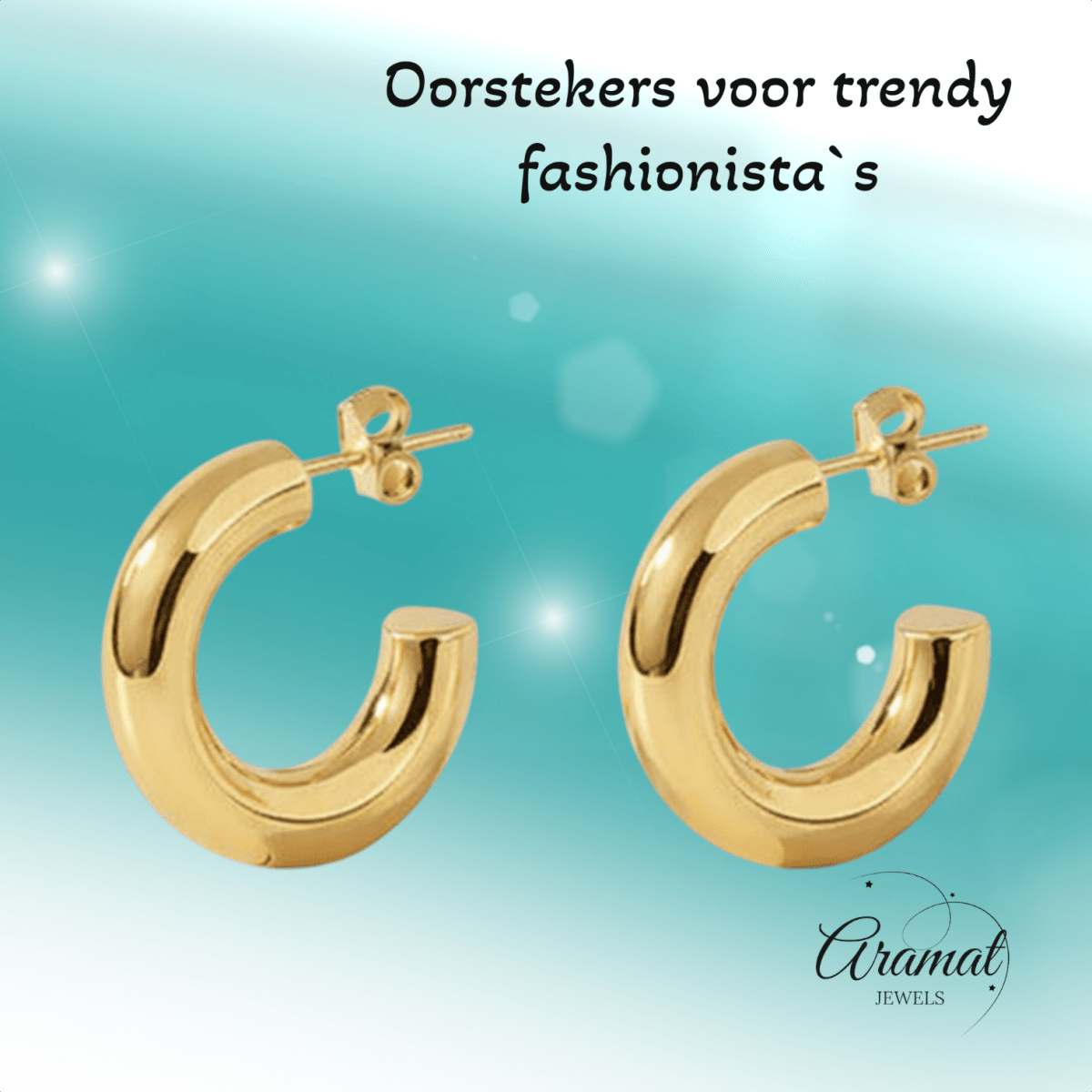 Massieve Halve Oorringen Glad RVS 25x8mm - Aramat Jewels - RVS Sieraden - Oorbellen - cadeautip