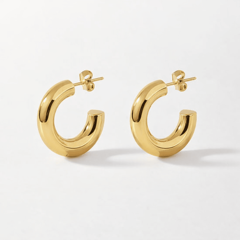 Massieve Halve Oorringen Glad RVS 25x8mm - Aramat Jewels - RVS Sieraden - Oorbellen - cadeautip