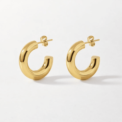 Massieve Halve Oorringen Glad RVS 25x8mm - Aramat Jewels - RVS Sieraden - Oorbellen - cadeautip