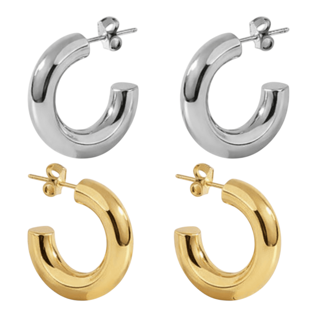 Massieve Halve Oorringen Glad RVS 25x8mm - Aramat Jewels - RVS Sieraden - Oorbellen - cadeautip