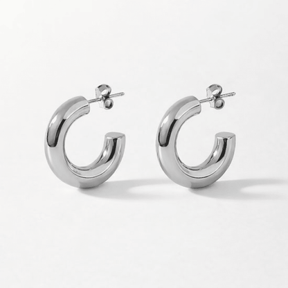 Massieve Halve Oorringen Glad RVS 25x8mm - Aramat Jewels - RVS Sieraden - Oorbellen - cadeautip