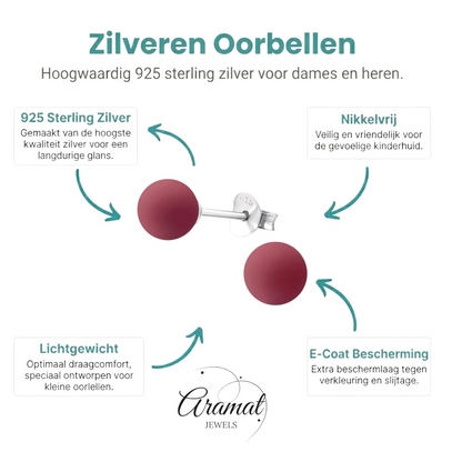 Mat Roze Parel Oorbellen - 6mm - 925 Zilver - Aramat Jewels - Oorbellen - cadeautip