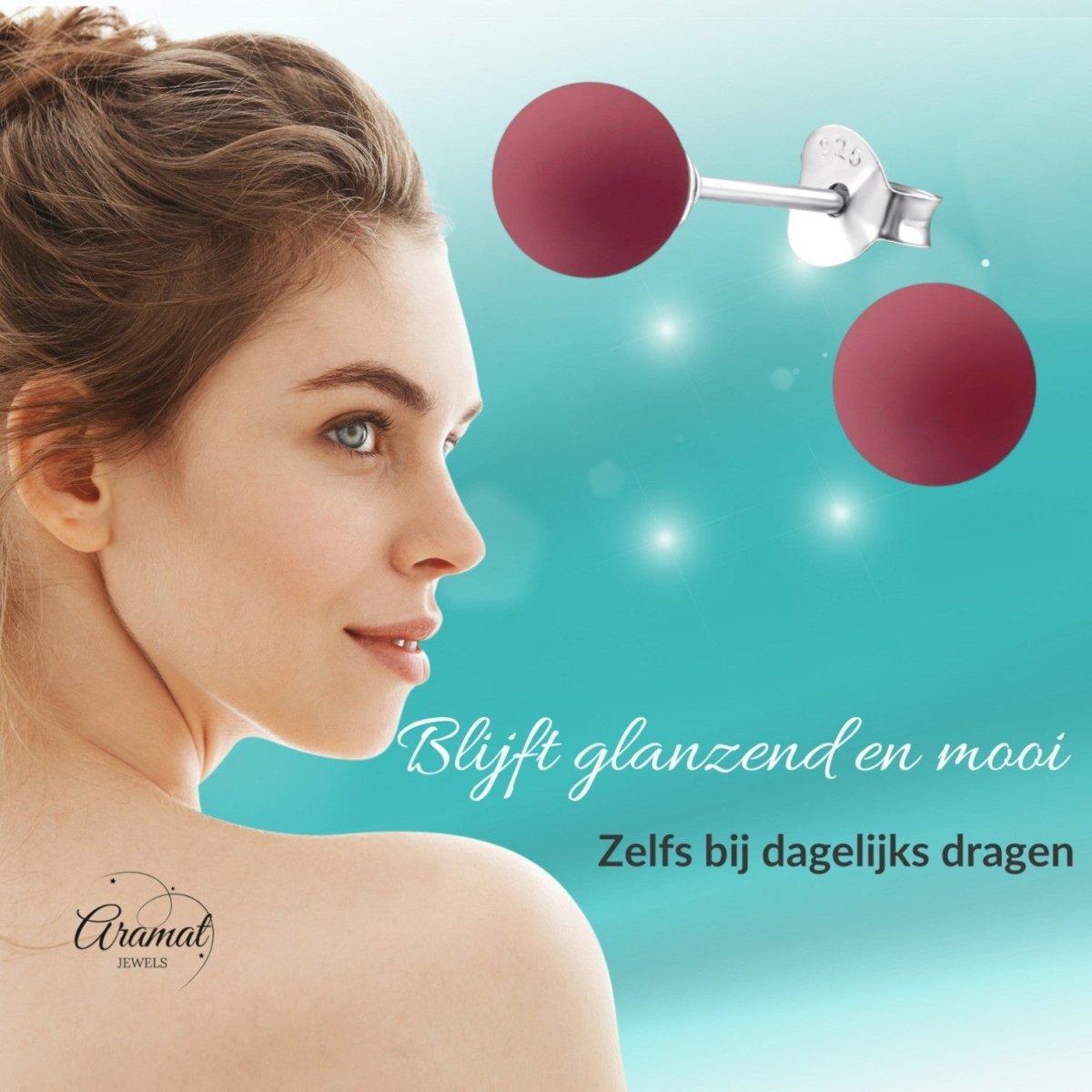 Mat Roze Parel Oorbellen - 6mm - 925 Zilver - Aramat Jewels - Oorbellen - cadeautip